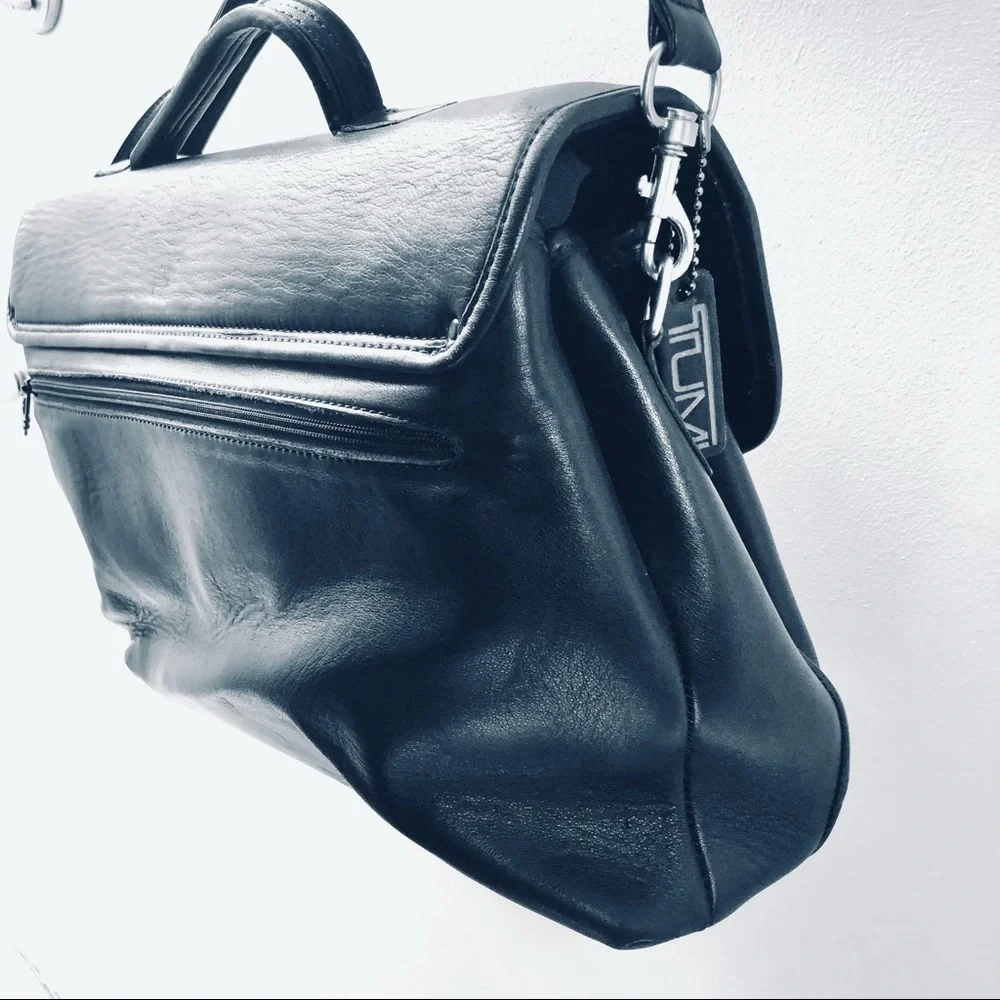 Tumi All Leather Briefcase Crossbody Bag